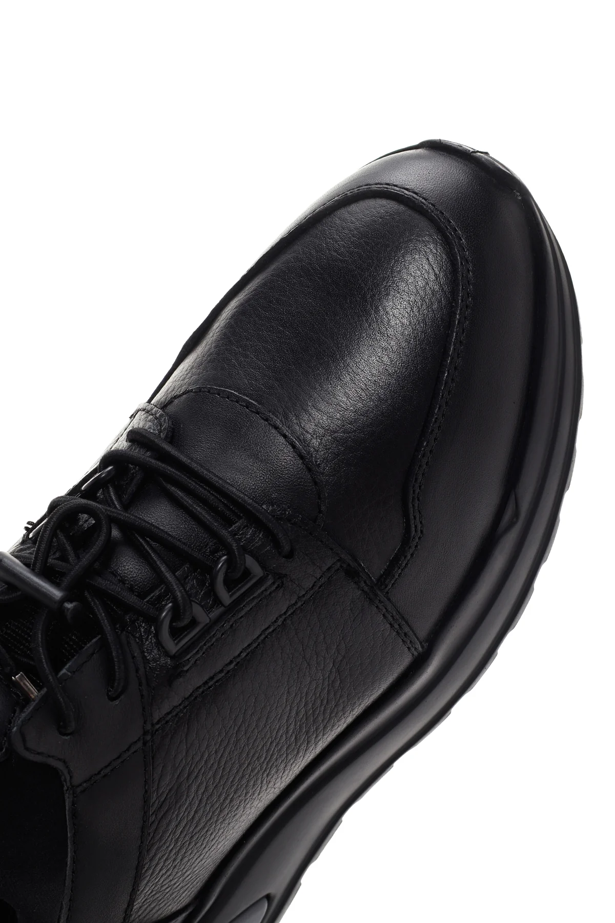 Erkek Siyah Deri Casual Sneaker - Image 9
