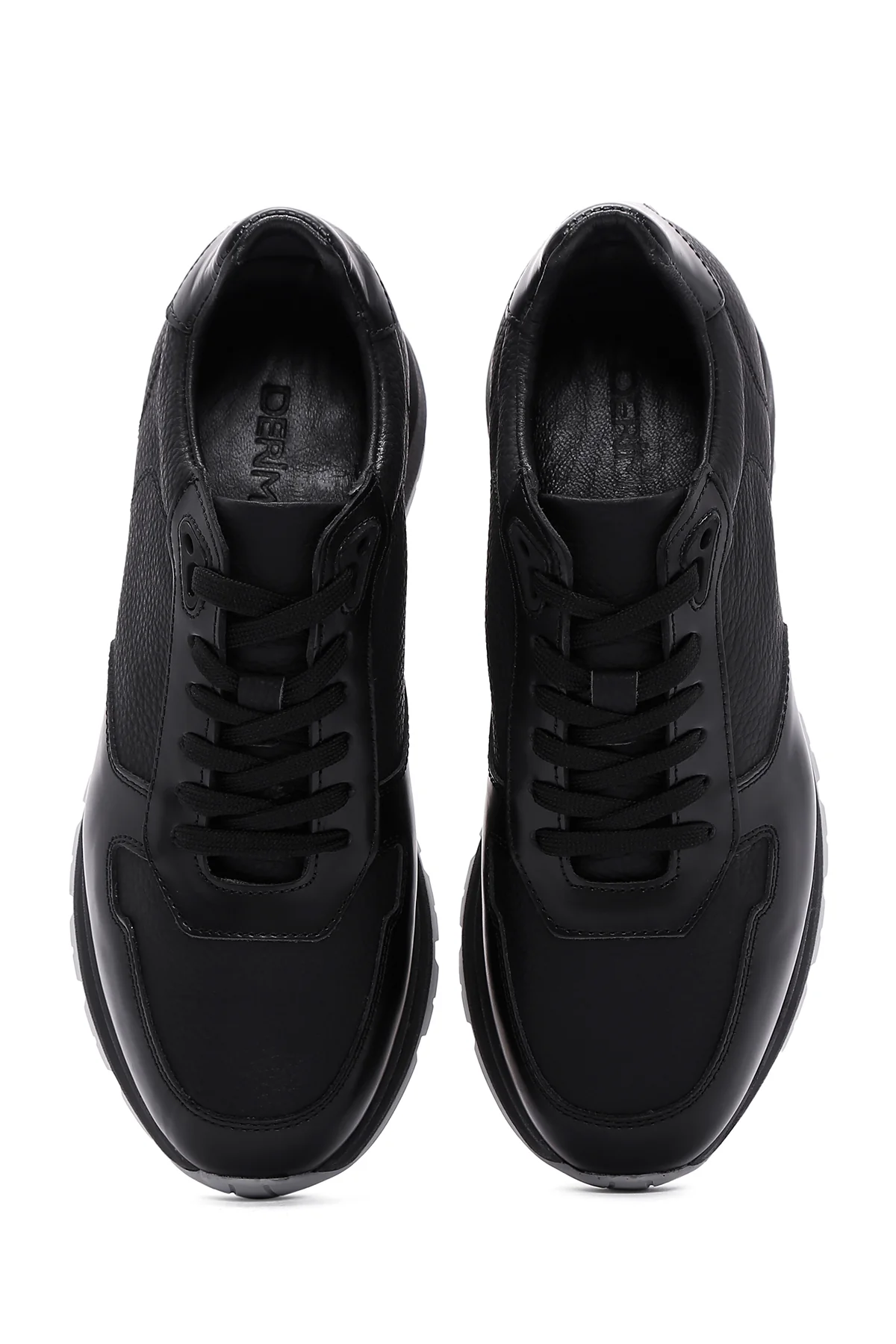 Erkek Siyah Deri Casual Sneaker - Image 6