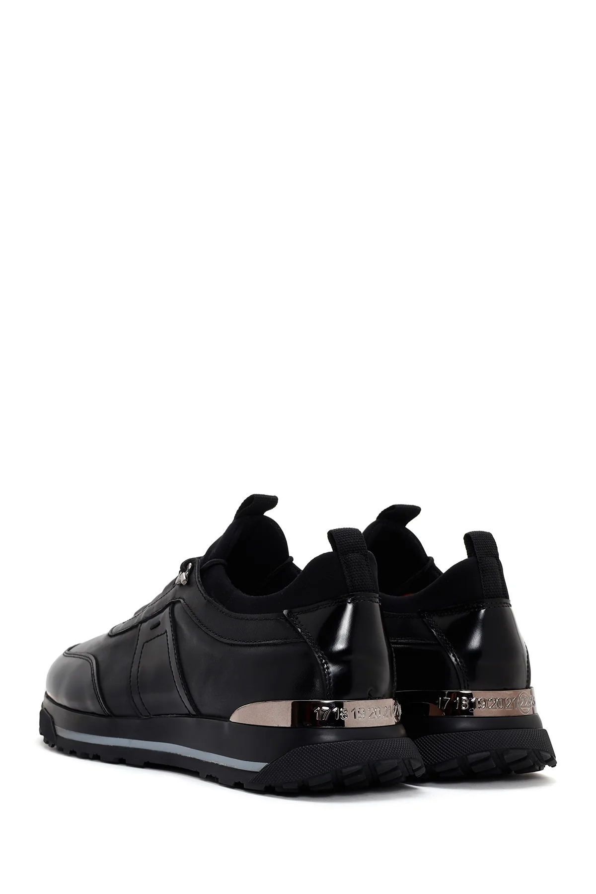 Erkek Siyah Deri Casual Sneaker - Image 5