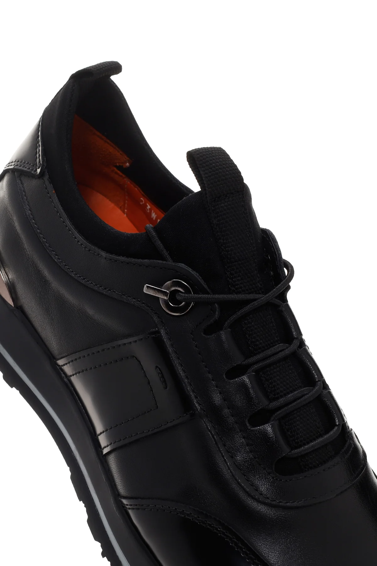 Erkek Siyah Deri Casual Sneaker - Image 9