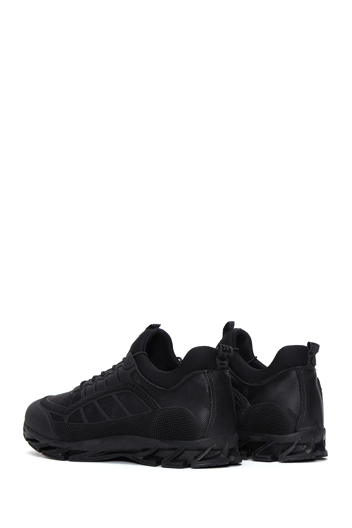 Erkek Siyah Deri Casual Sneaker - Image 5