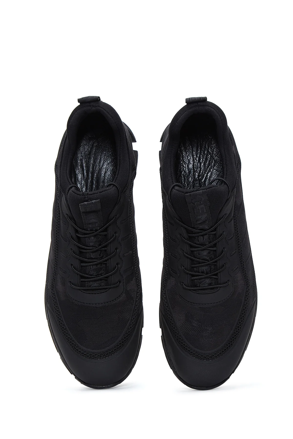 Erkek Siyah Deri Casual Sneaker - Image 6