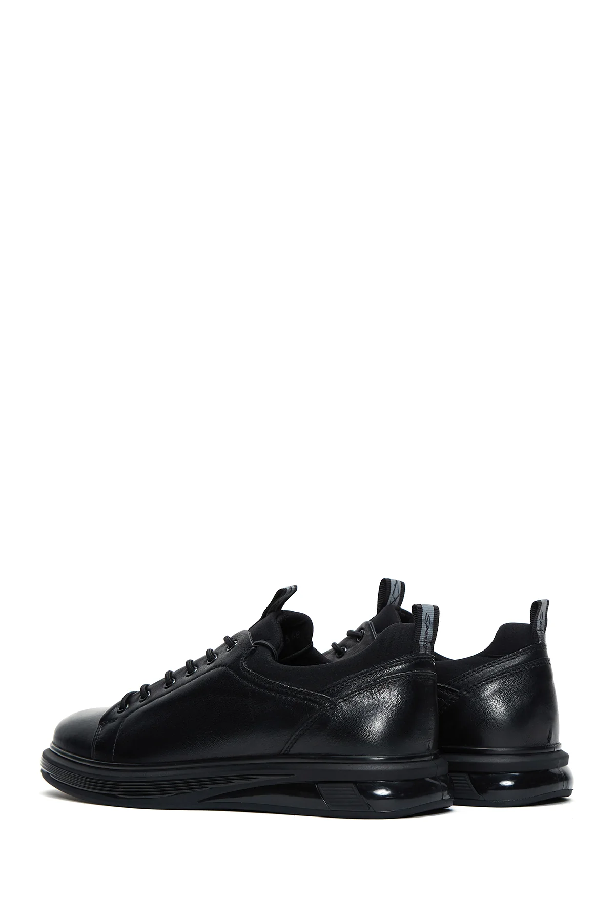 Erkek Siyah Deri Casual Sneaker - Image 5