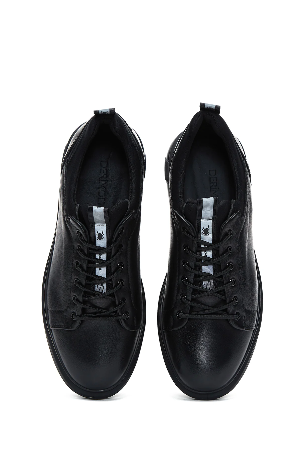 Erkek Siyah Deri Casual Sneaker - Image 6