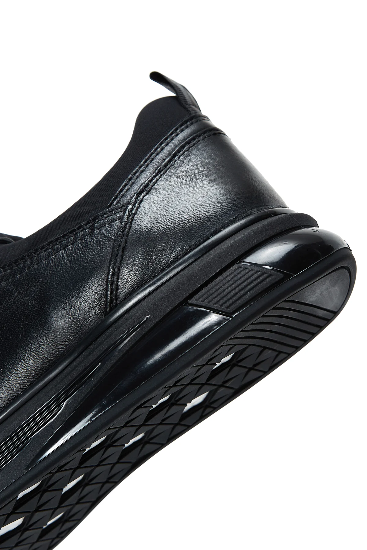 Erkek Siyah Deri Casual Sneaker - Image 9
