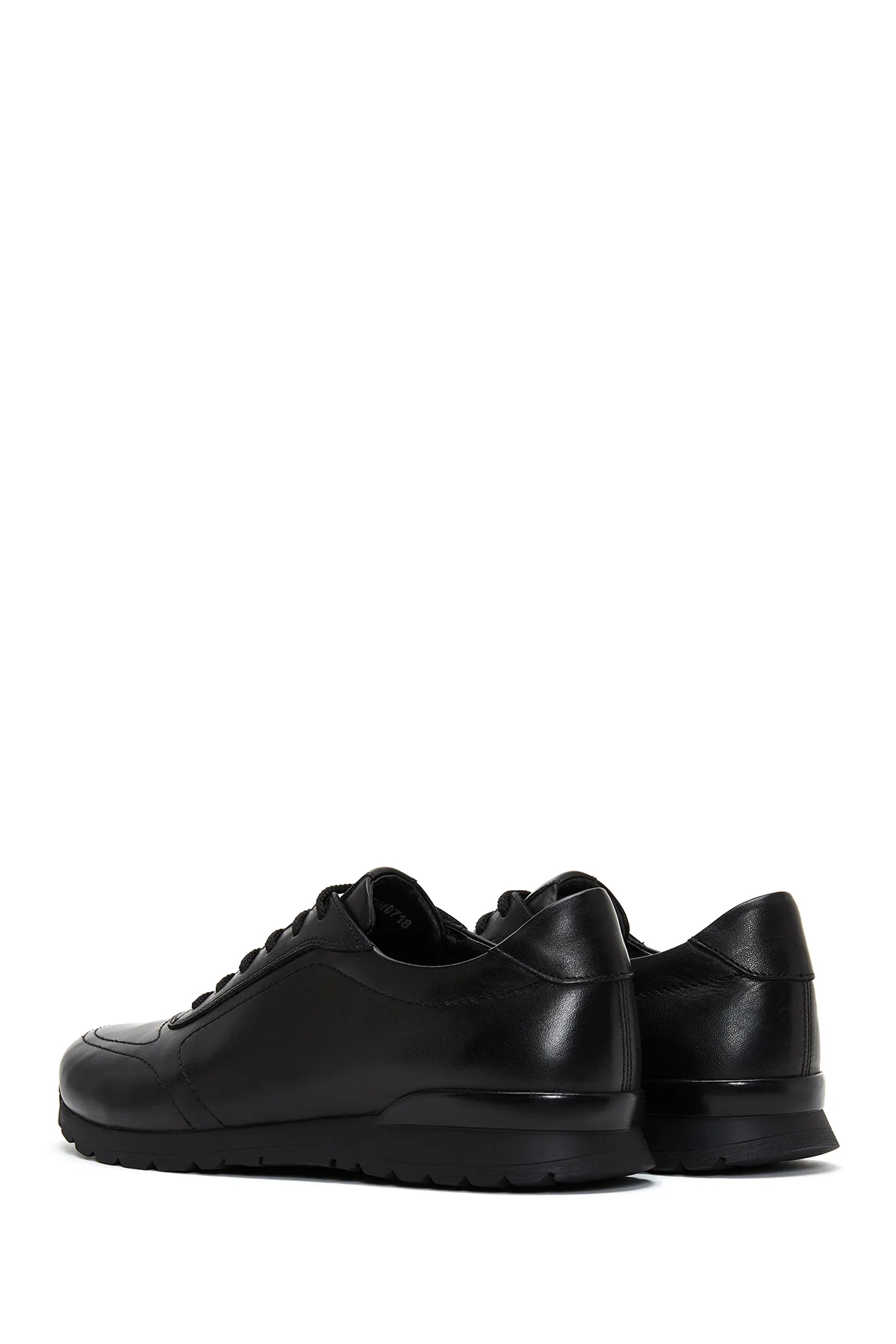 Erkek Siyah Deri Casual Sneaker - Image 5