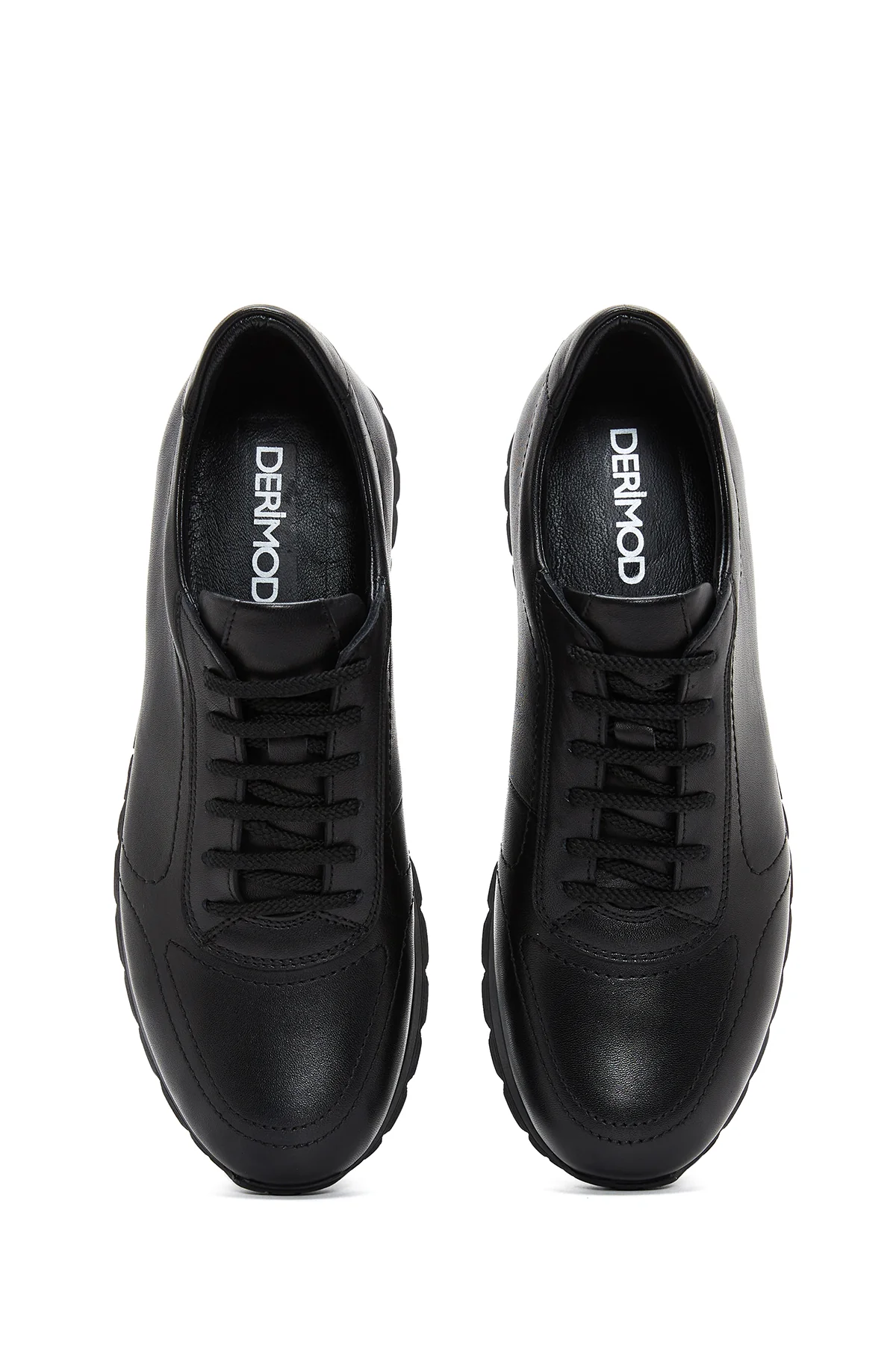 Erkek Siyah Deri Casual Sneaker - Image 6