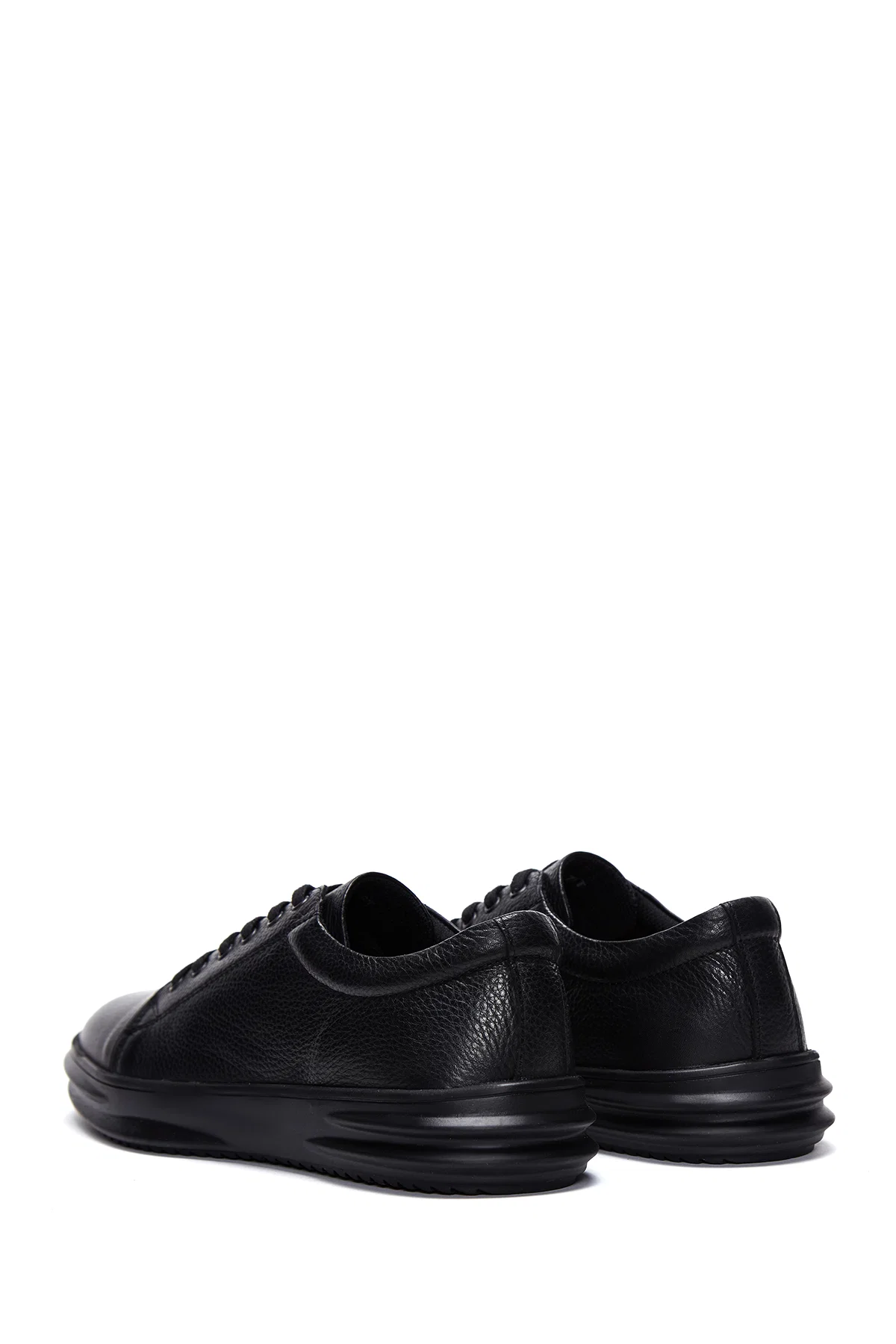 Erkek Siyah Deri Casual Sneaker - Image 5