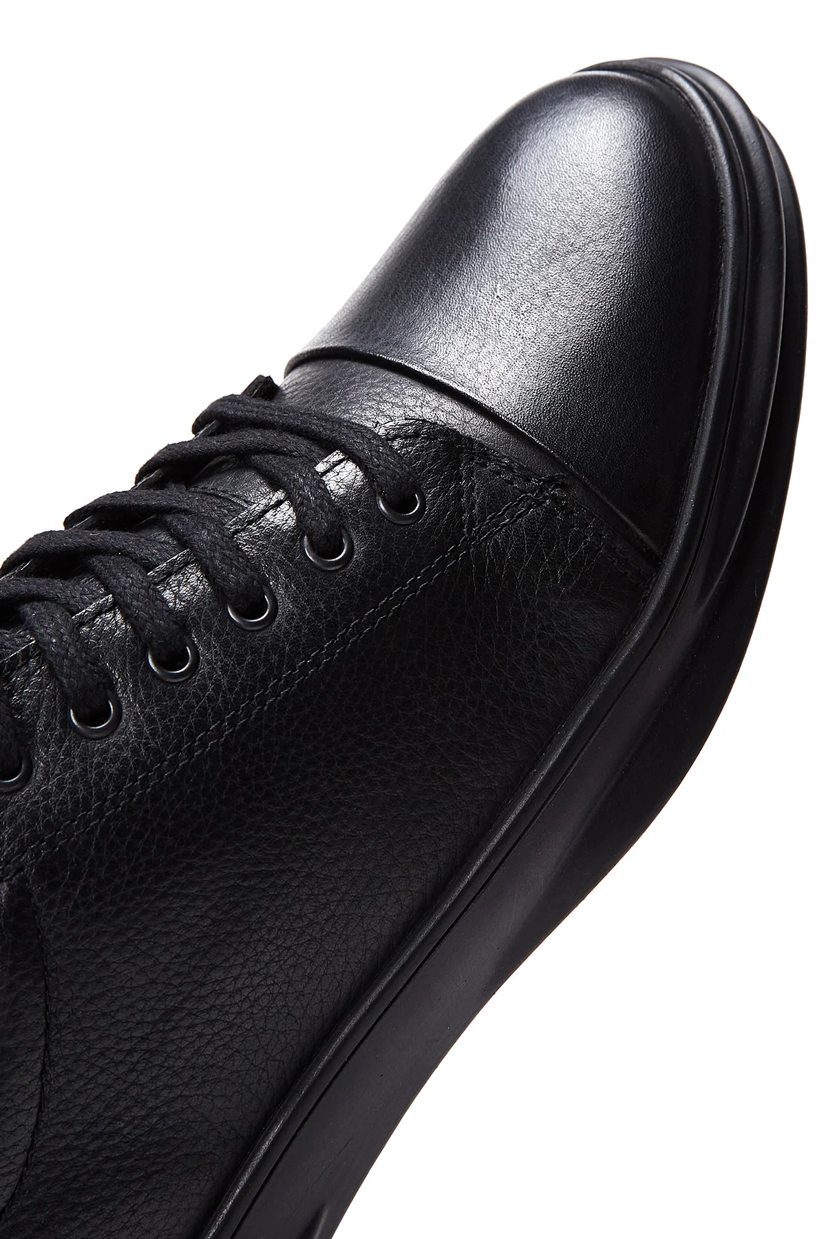 Erkek Siyah Deri Casual Sneaker - Image 7