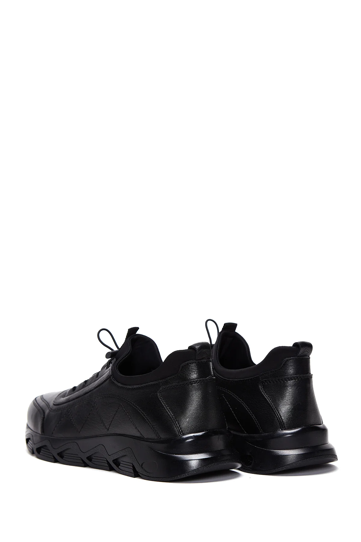 Erkek Siyah Deri Casual Sneaker - Image 5