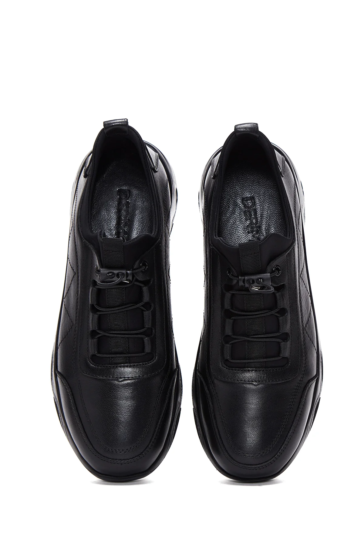 Erkek Siyah Deri Casual Sneaker - Image 6