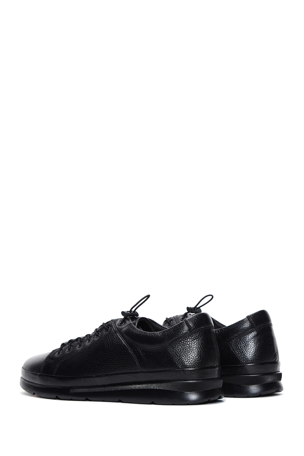 Erkek Siyah Deri Casual Sneaker - Image 5
