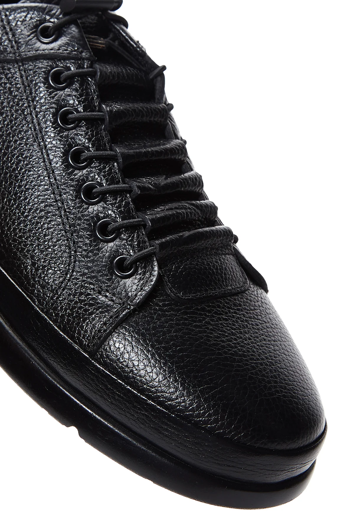 Erkek Siyah Deri Casual Sneaker - Image 8