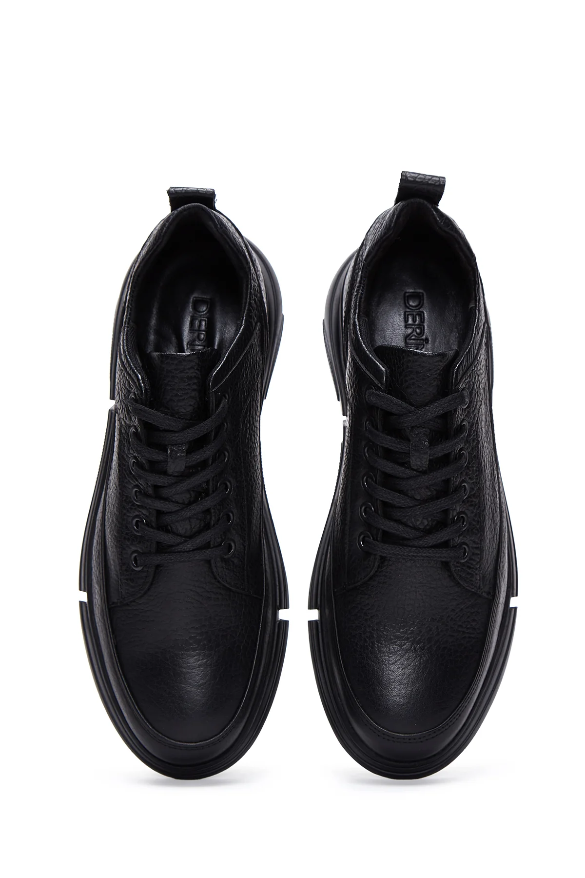 Erkek Siyah Deri Casual Sneaker - Image 6