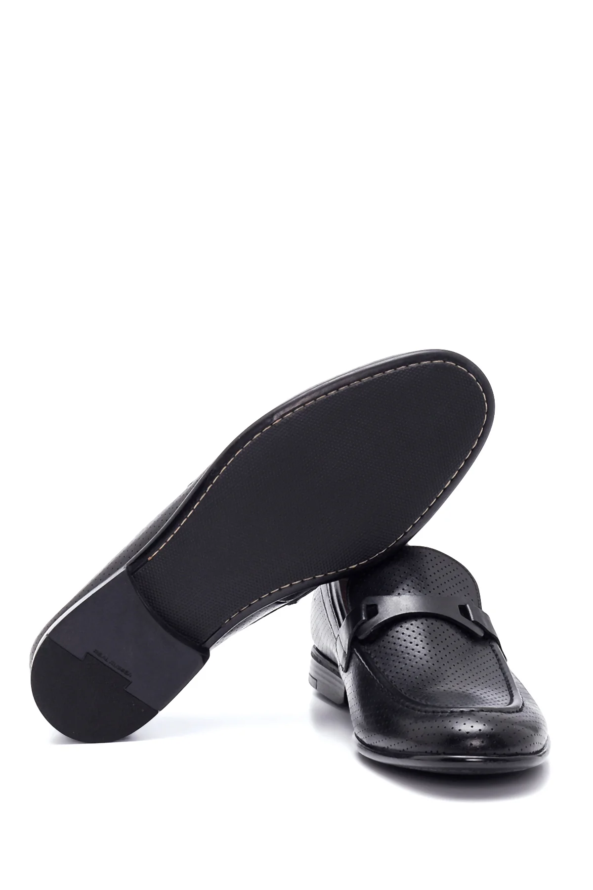 Erkek Siyah Deri Delikli Loafer - Image 4