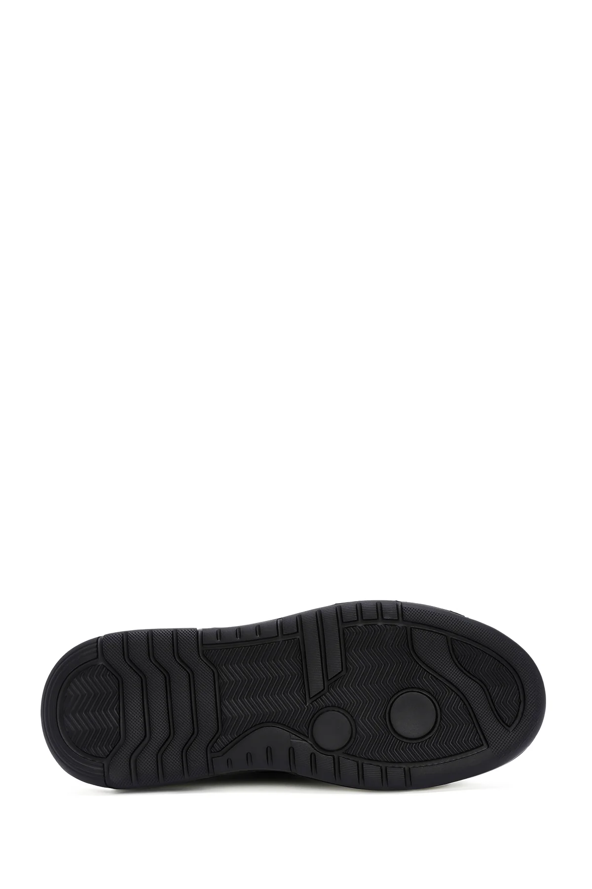 Erkek Siyah Deri Detaylı Bağcıklı Kumaş Sneaker - Image 4