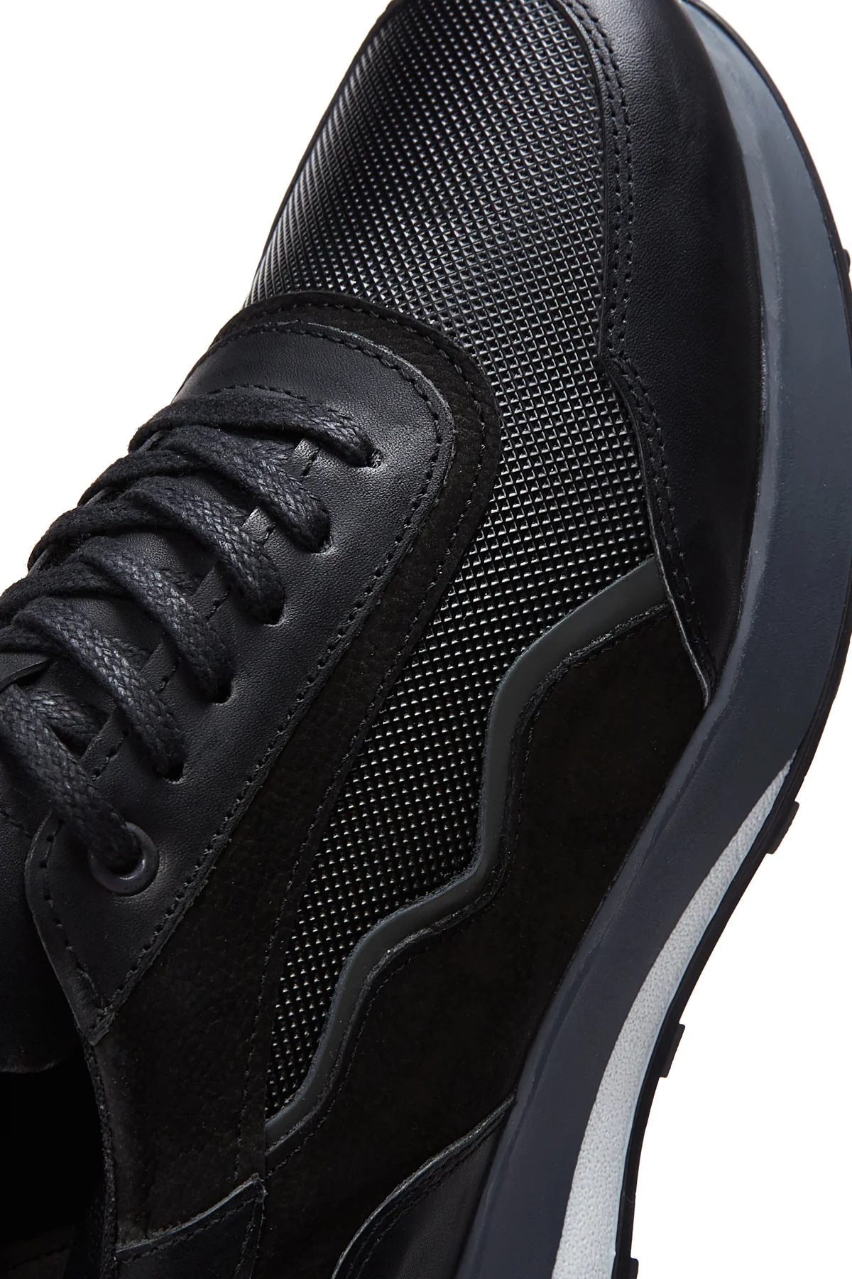 Erkek Siyah Deri Detaylı Sneaker - Image 8