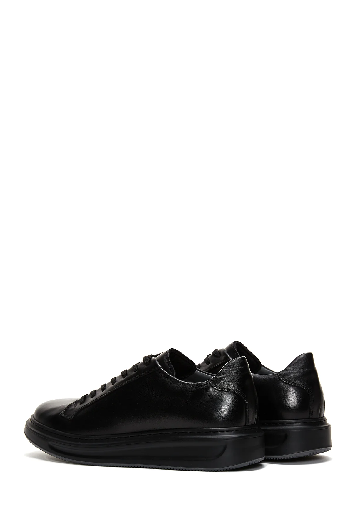 Erkek Siyah Deri Kalın Tabanlı Sneaker - Image 5