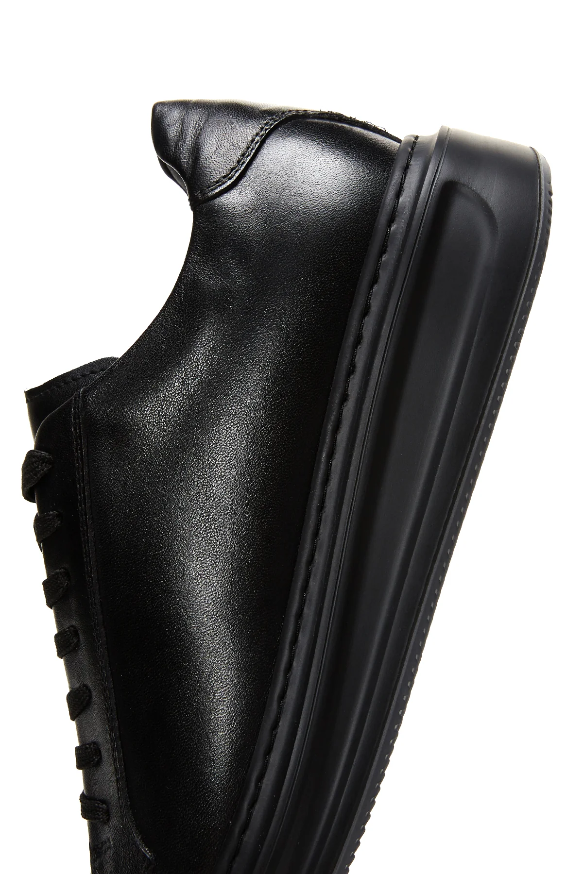 Erkek Siyah Deri Kalın Tabanlı Sneaker - Image 7