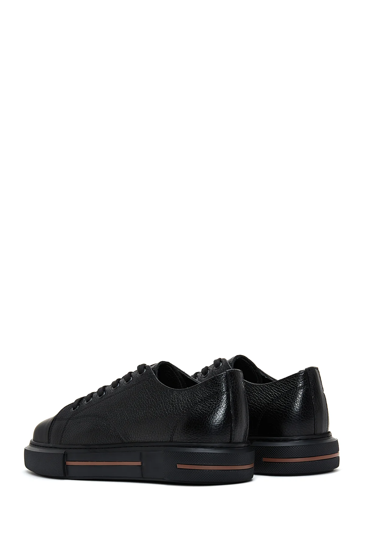 Erkek Siyah Deri Kalın Tabanlı Sneaker - Image 4