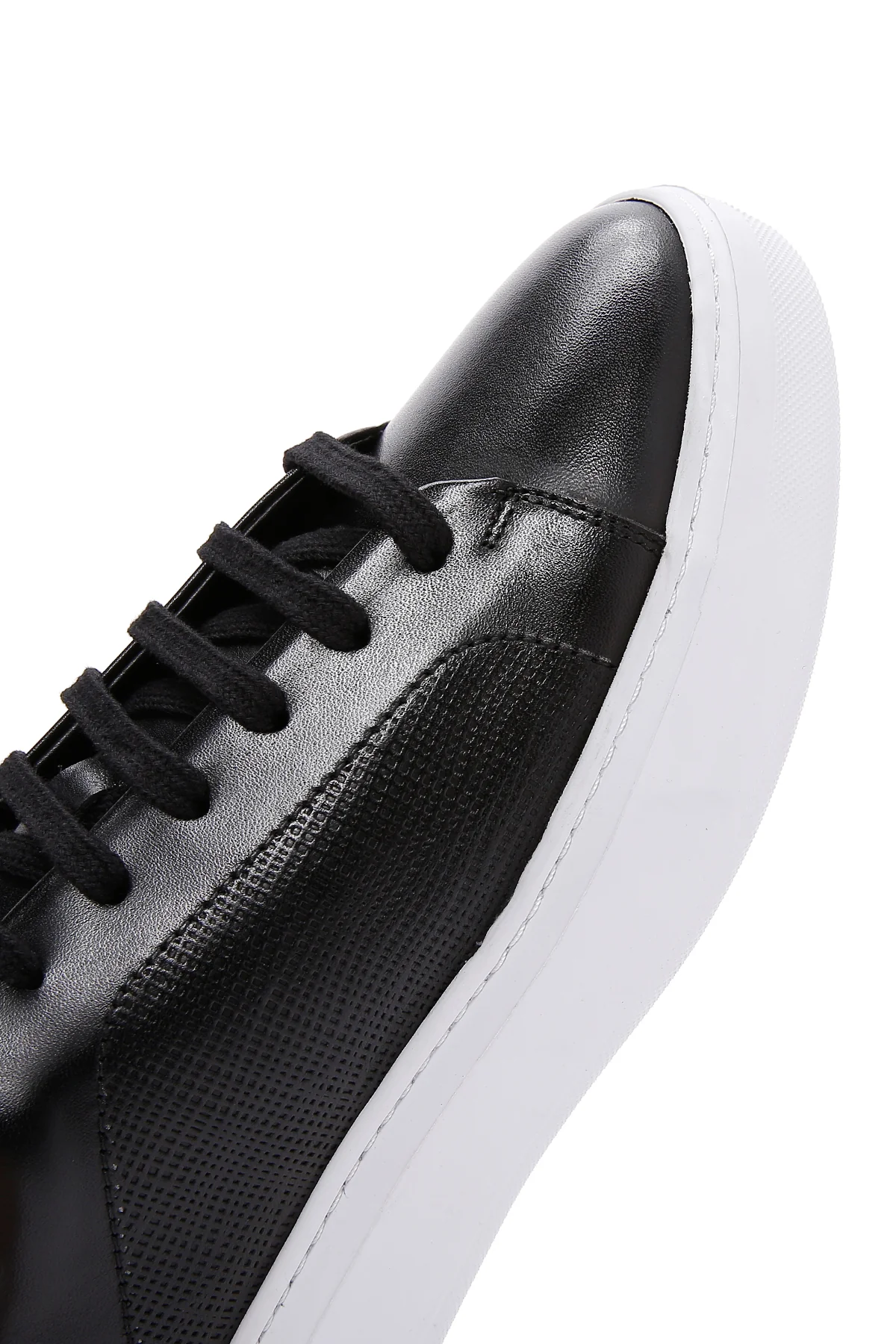 Erkek Siyah Deri Kalın Tabanlı Sneaker - Image 9