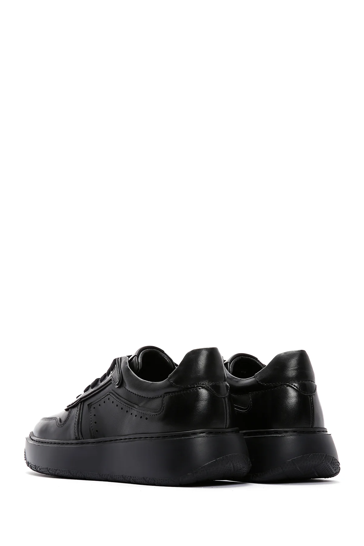 Erkek Siyah Deri Kalın Tabanlı Sneaker - Image 5