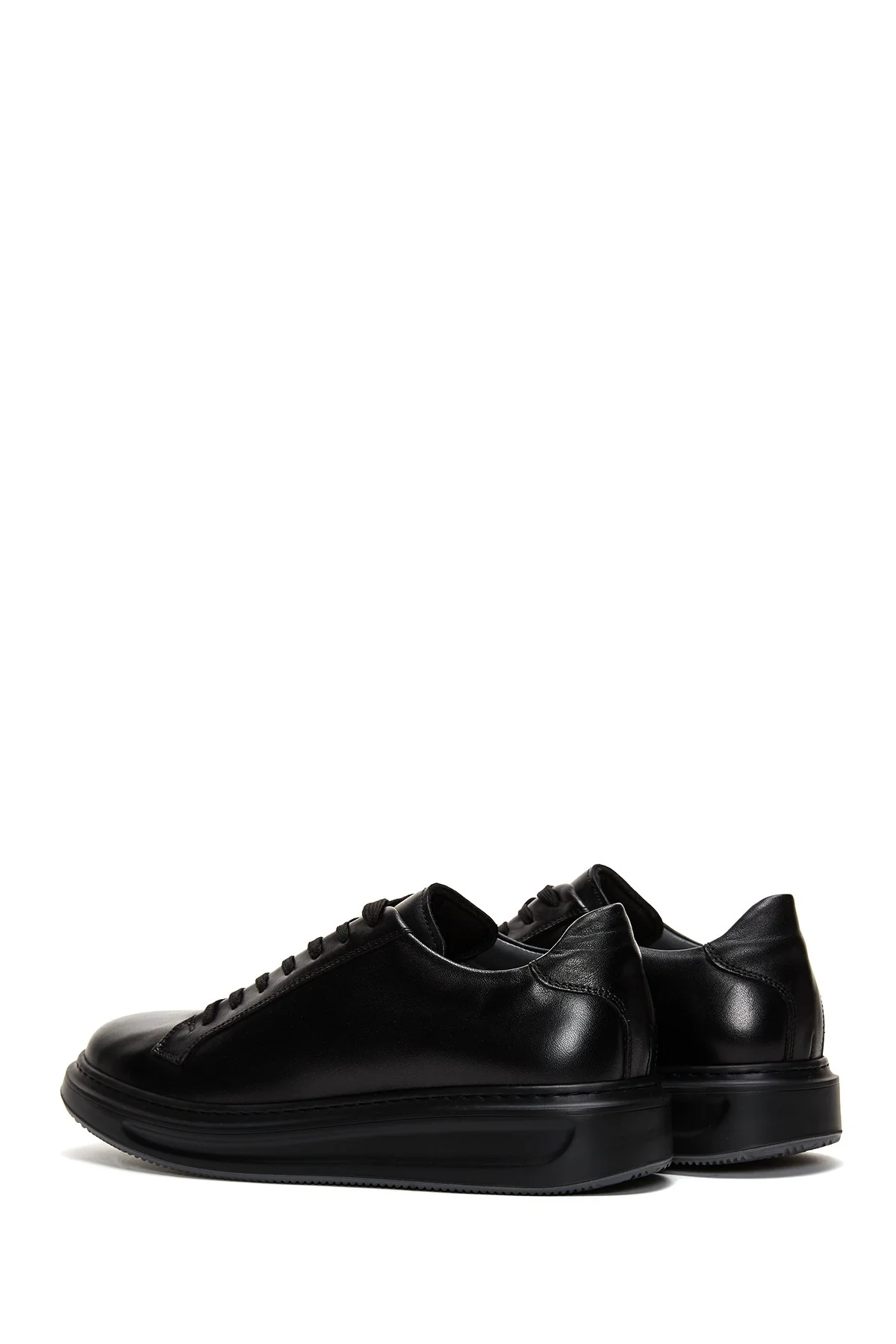 Erkek Siyah Deri Kalın Tabanlı Sneaker - Image 5