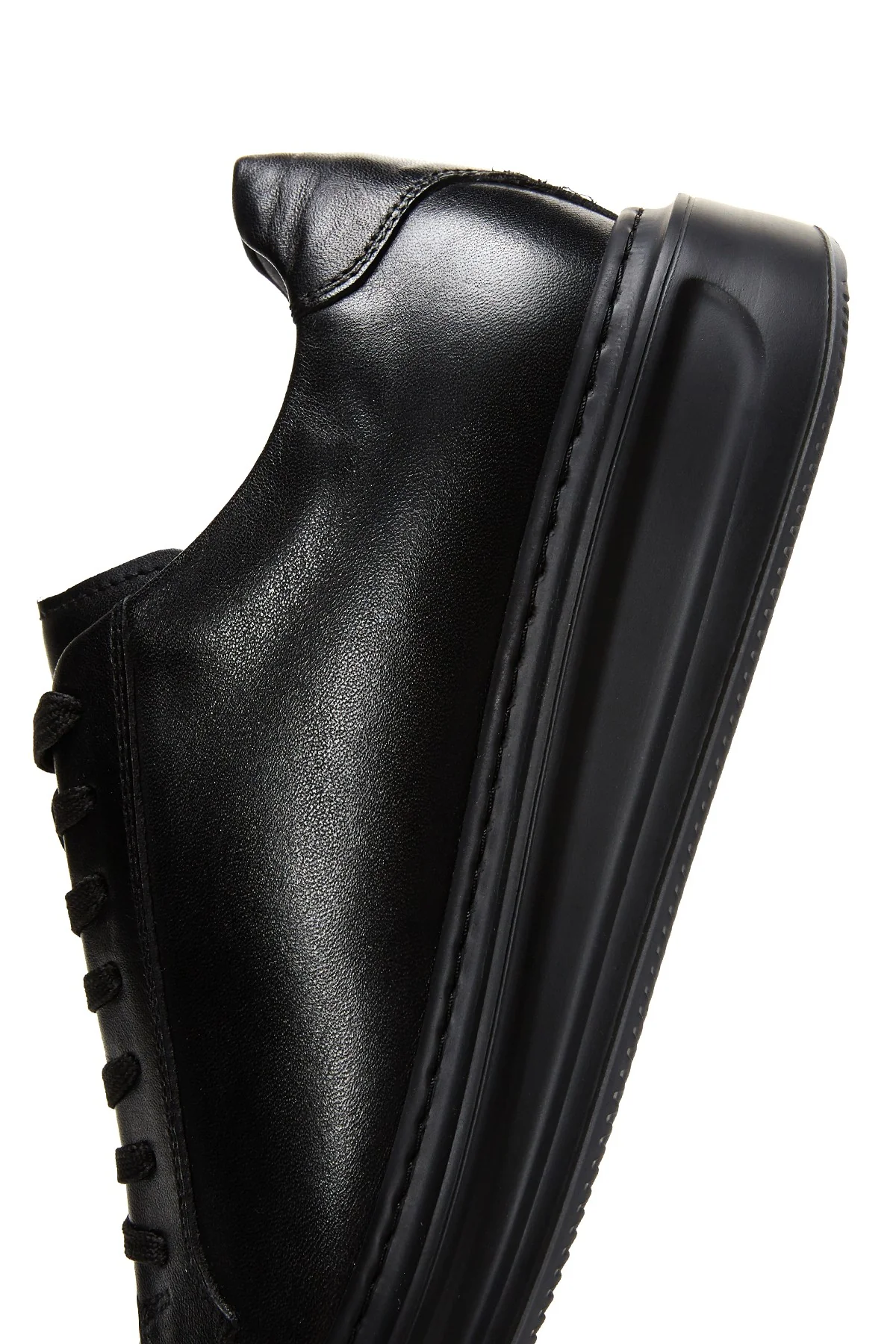 Erkek Siyah Deri Kalın Tabanlı Sneaker - Image 7