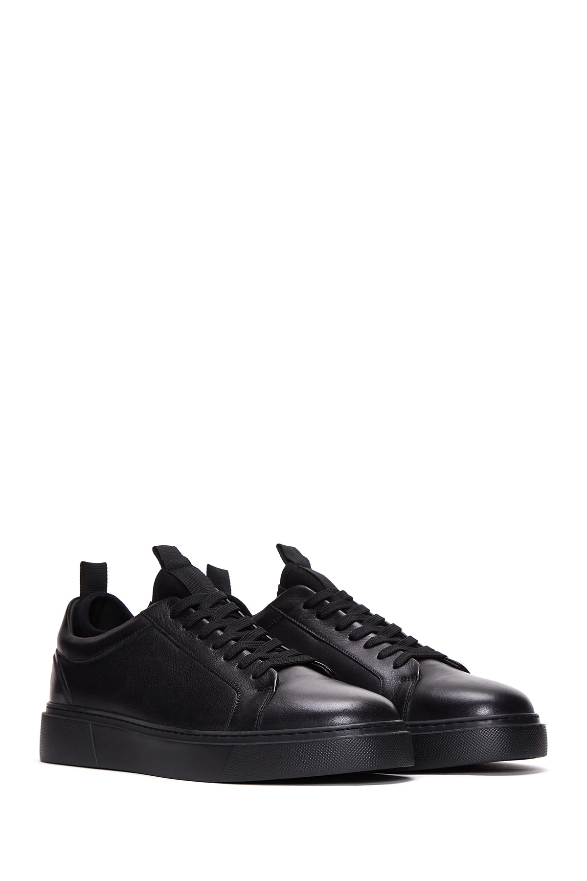 Erkek Siyah Deri Kalın Tabanlı Sneaker - Image 3