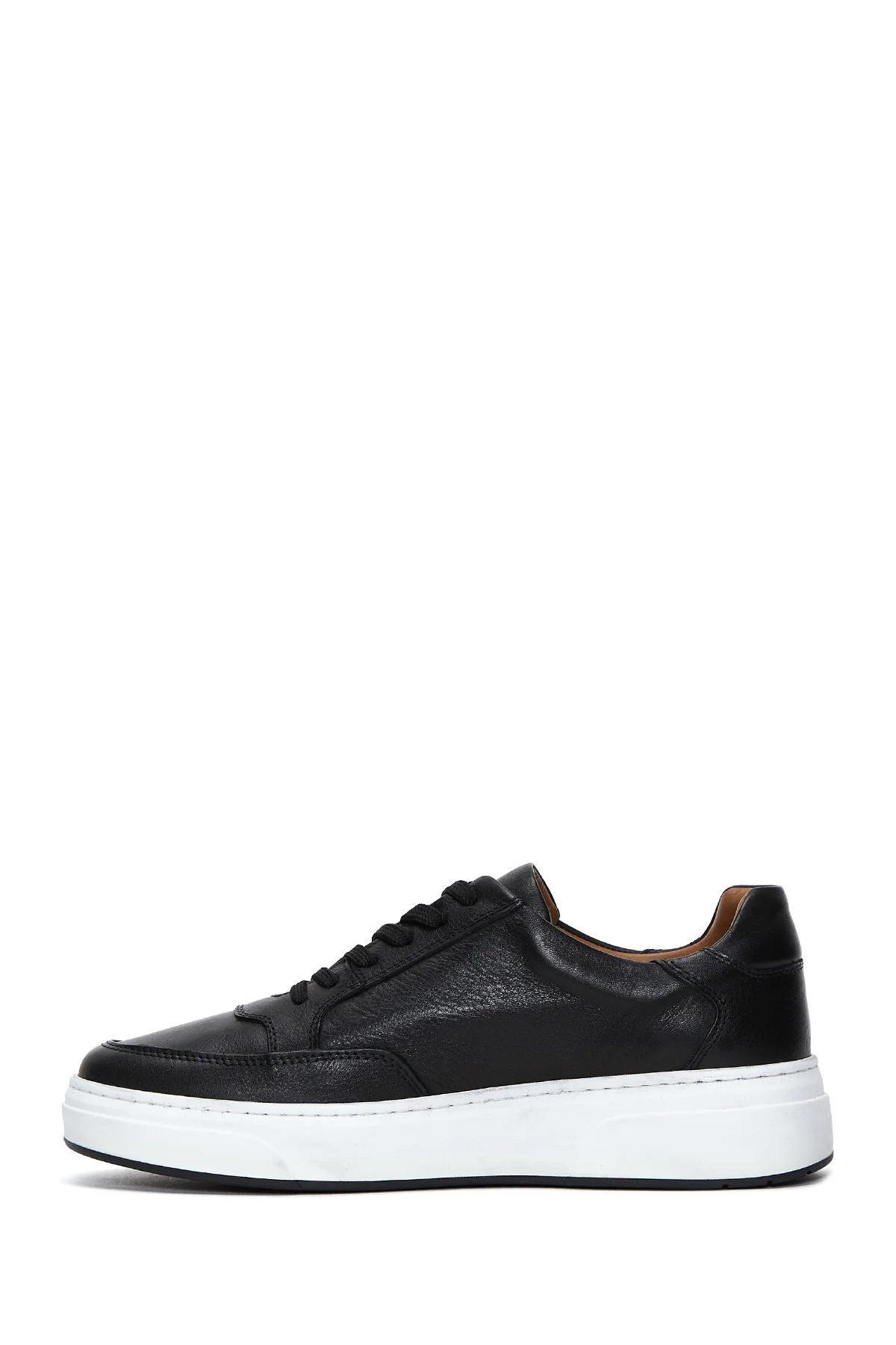 Erkek Siyah Deri Kalın Tabanlı Sneaker - Image 2