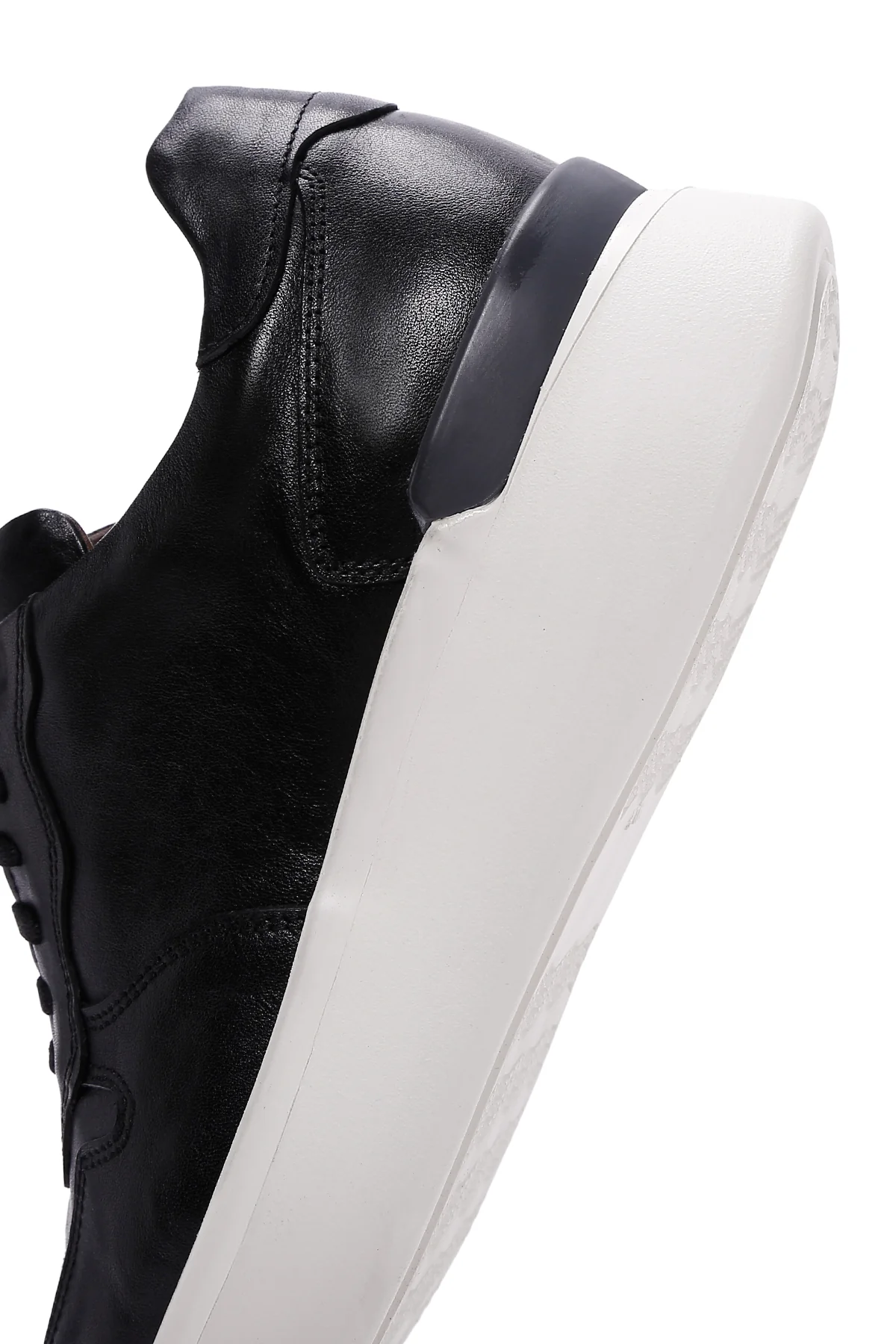 Erkek Siyah Deri Kalın Tabanlı Sneaker - Image 8