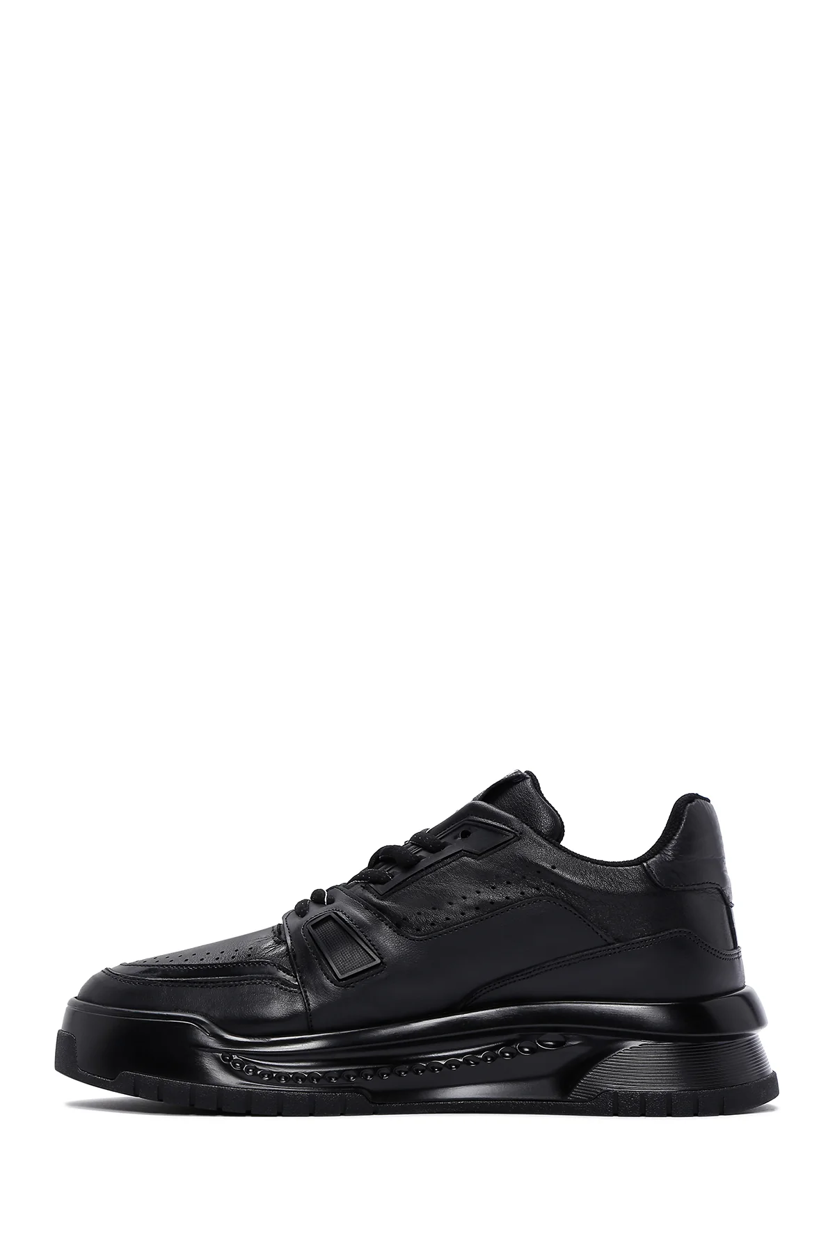 Erkek Siyah Deri Kalın Tabanlı Sneaker - Image 2