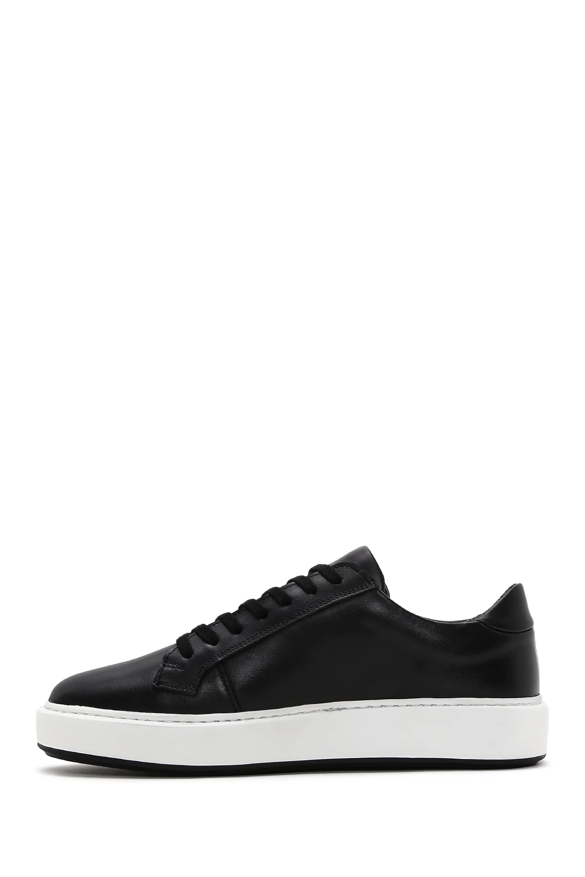 Erkek Siyah Deri Kalın Tabanlı Sneaker - Image 2