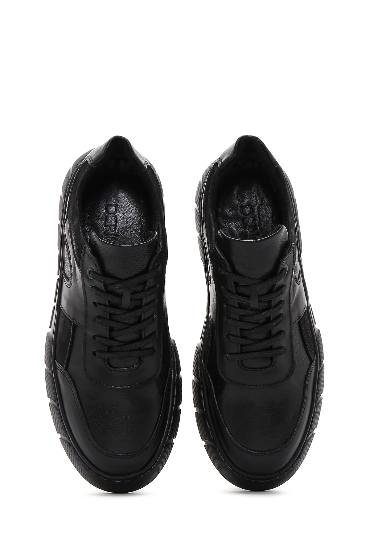 Erkek Siyah Deri Kalın Tabanlı Sneaker - Image 5