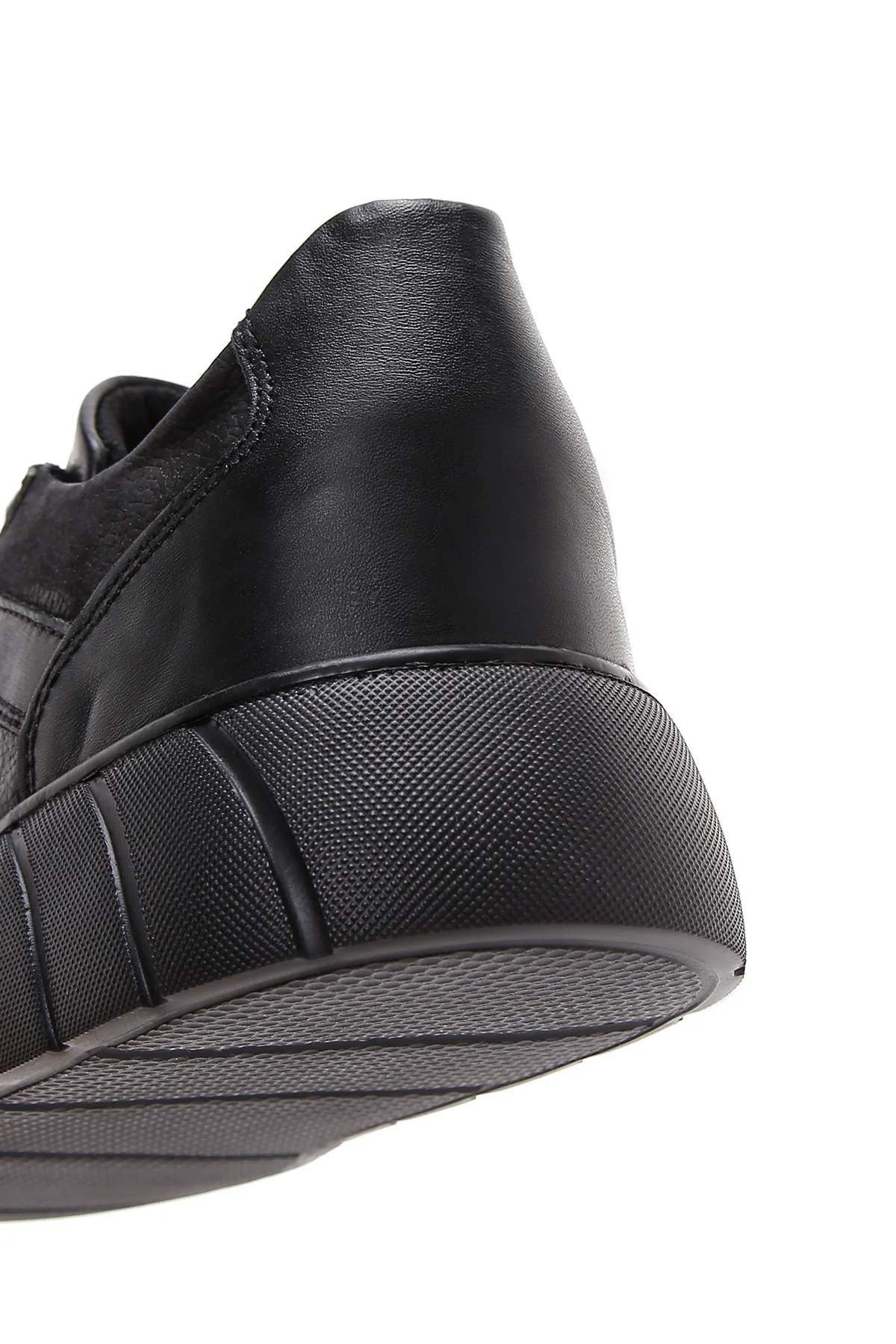 Erkek Siyah Deri Kalın Tabanlı Sneaker - Image 7