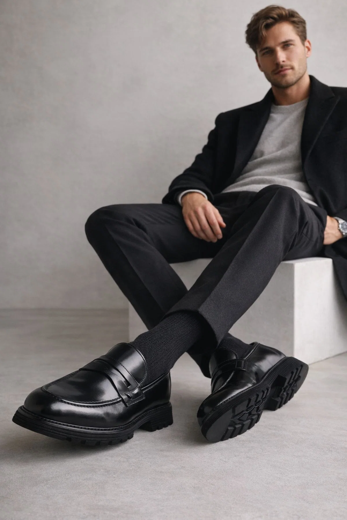 Erkek Siyah Deri Klasik Loafer - Image 2