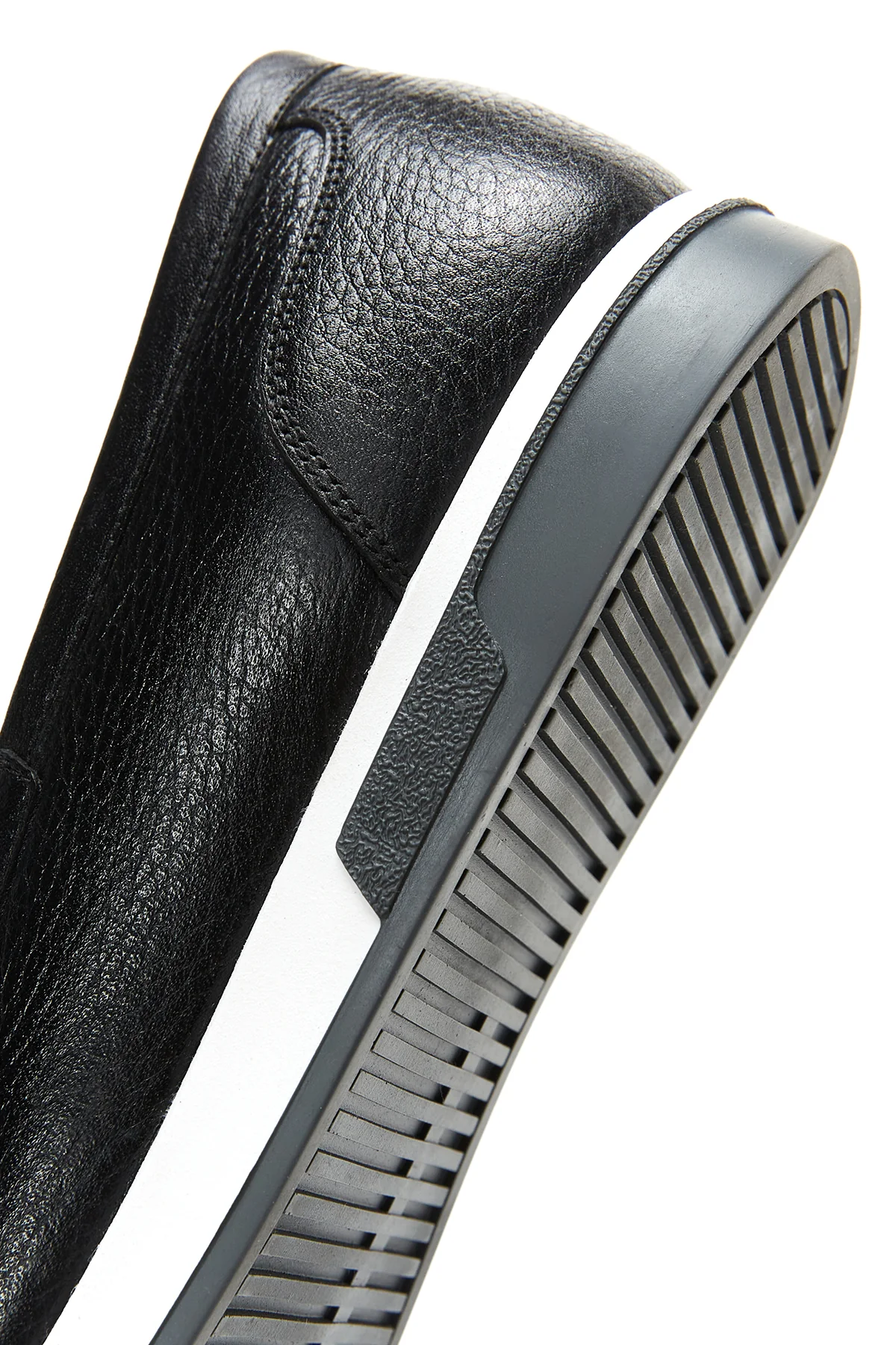 Erkek Siyah Deri Örgü Detaylı Casual Loafer - Image 8