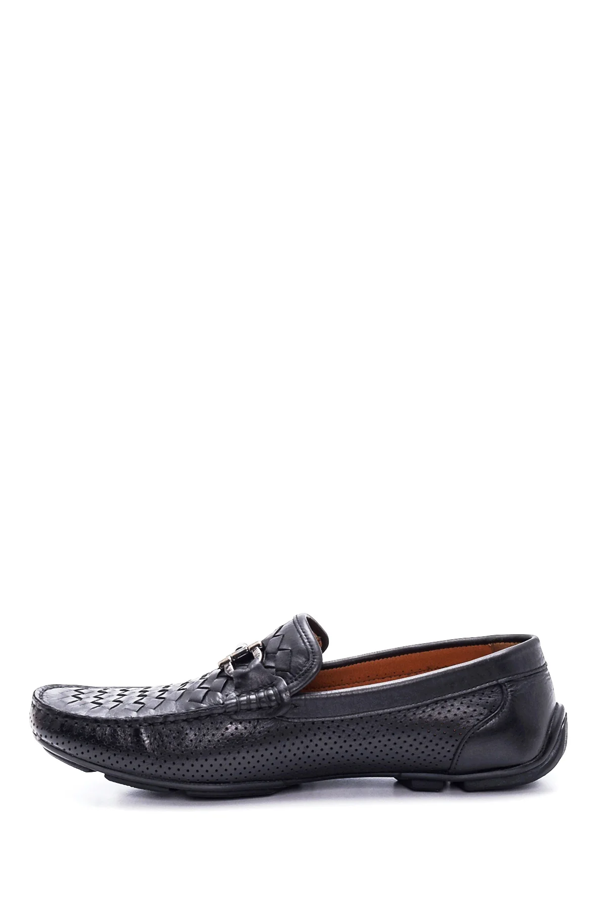 Erkek Siyah Deri Örgülü Casual Loafer - Image 2