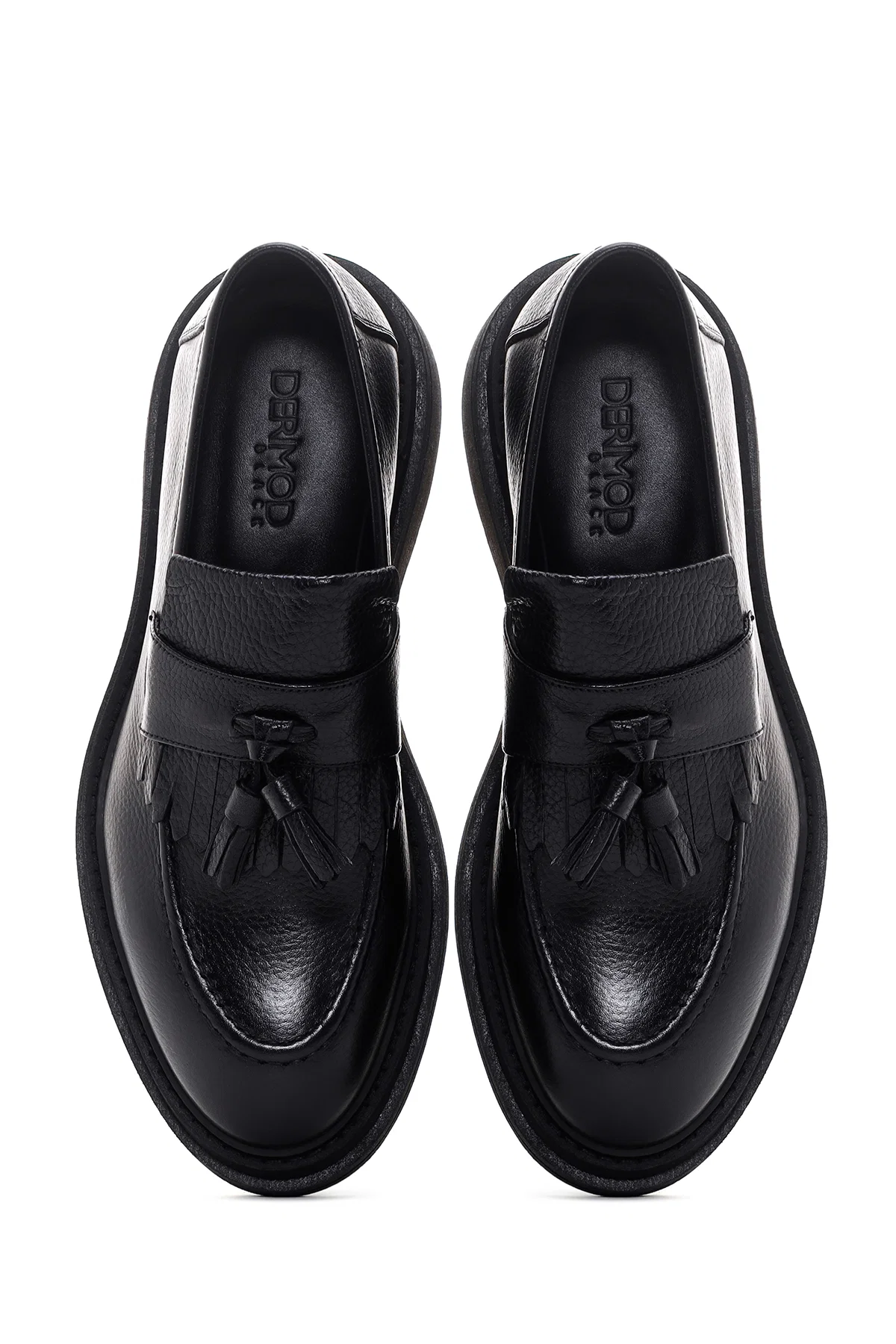 Erkek Siyah Deri Püsküllü Loafer - Image 7