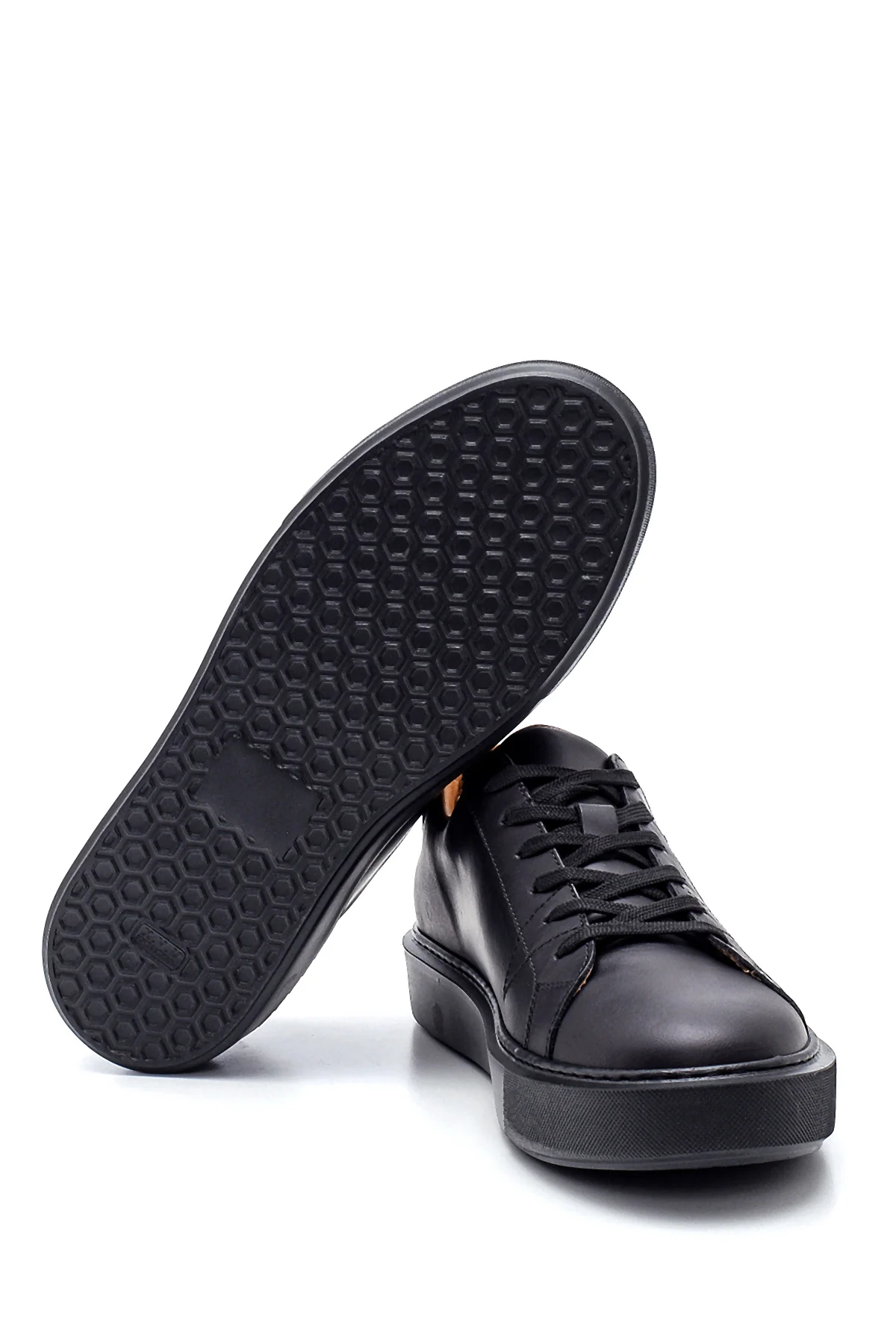 Erkek Siyah Deri Sneaker - Image 4