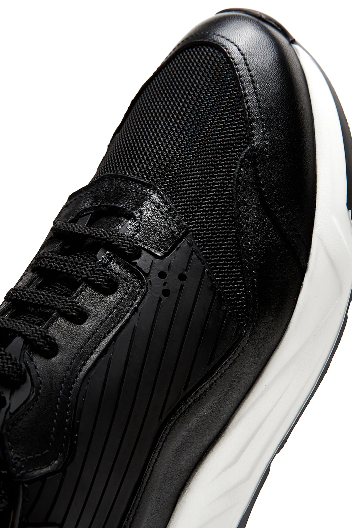 Erkek Siyah Deri Sneaker - Image 7