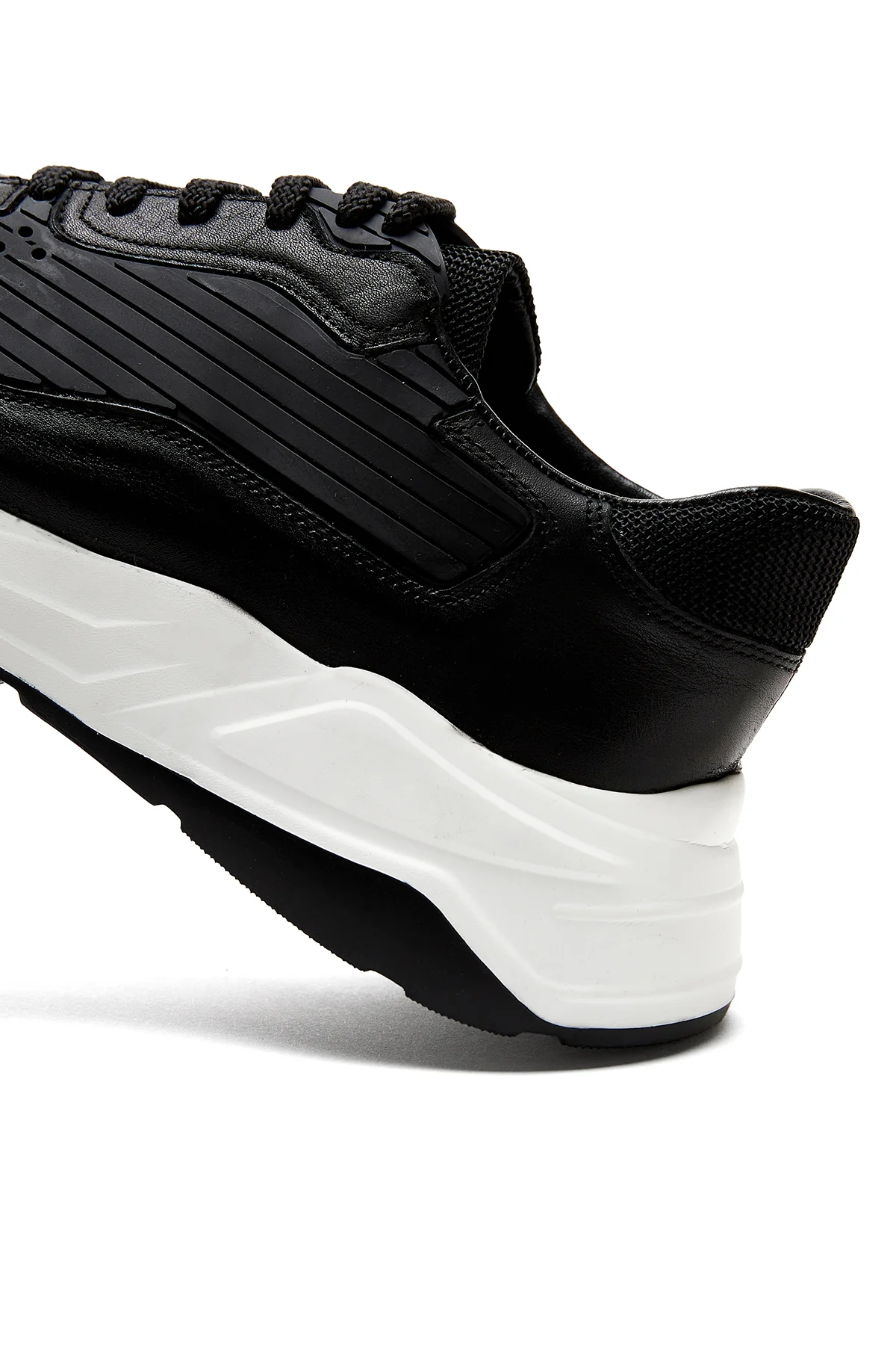 Erkek Siyah Deri Sneaker - Image 8
