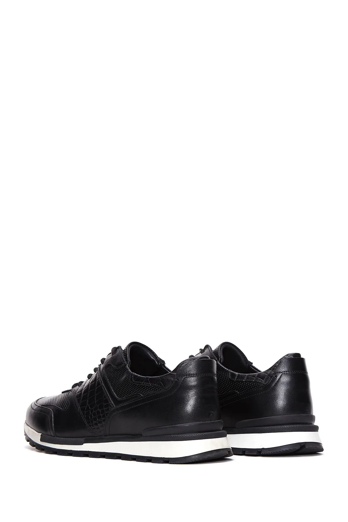 Erkek Siyah Deri Sneaker - Image 5