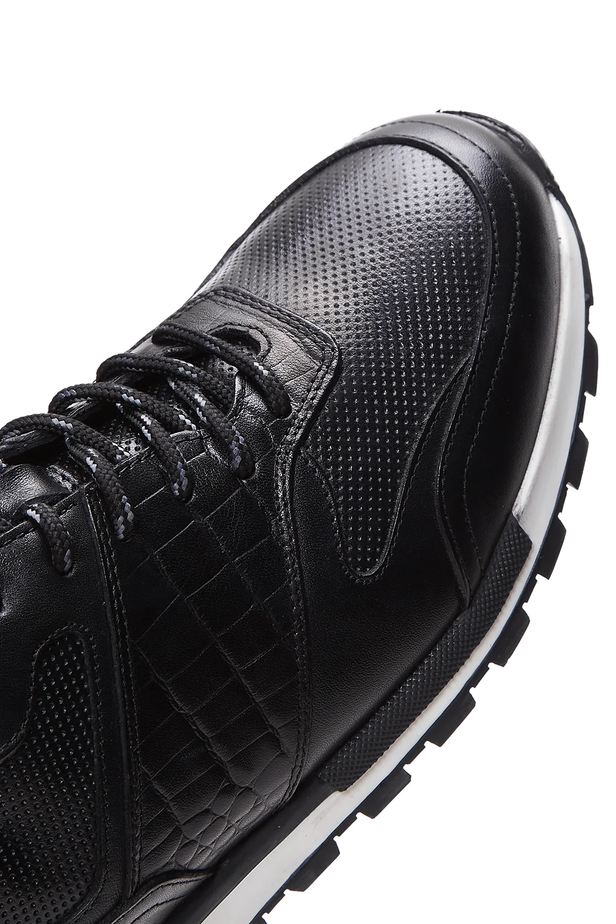 Erkek Siyah Deri Sneaker - Image 8