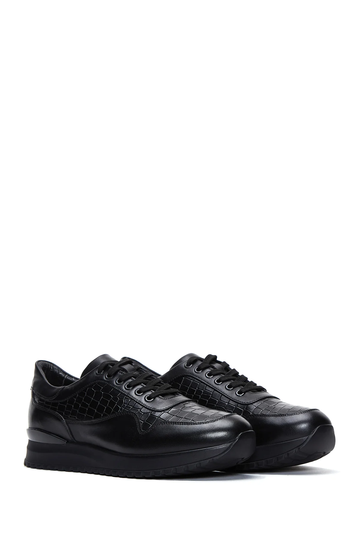 Erkek Siyah Deri Sneaker - Image 3