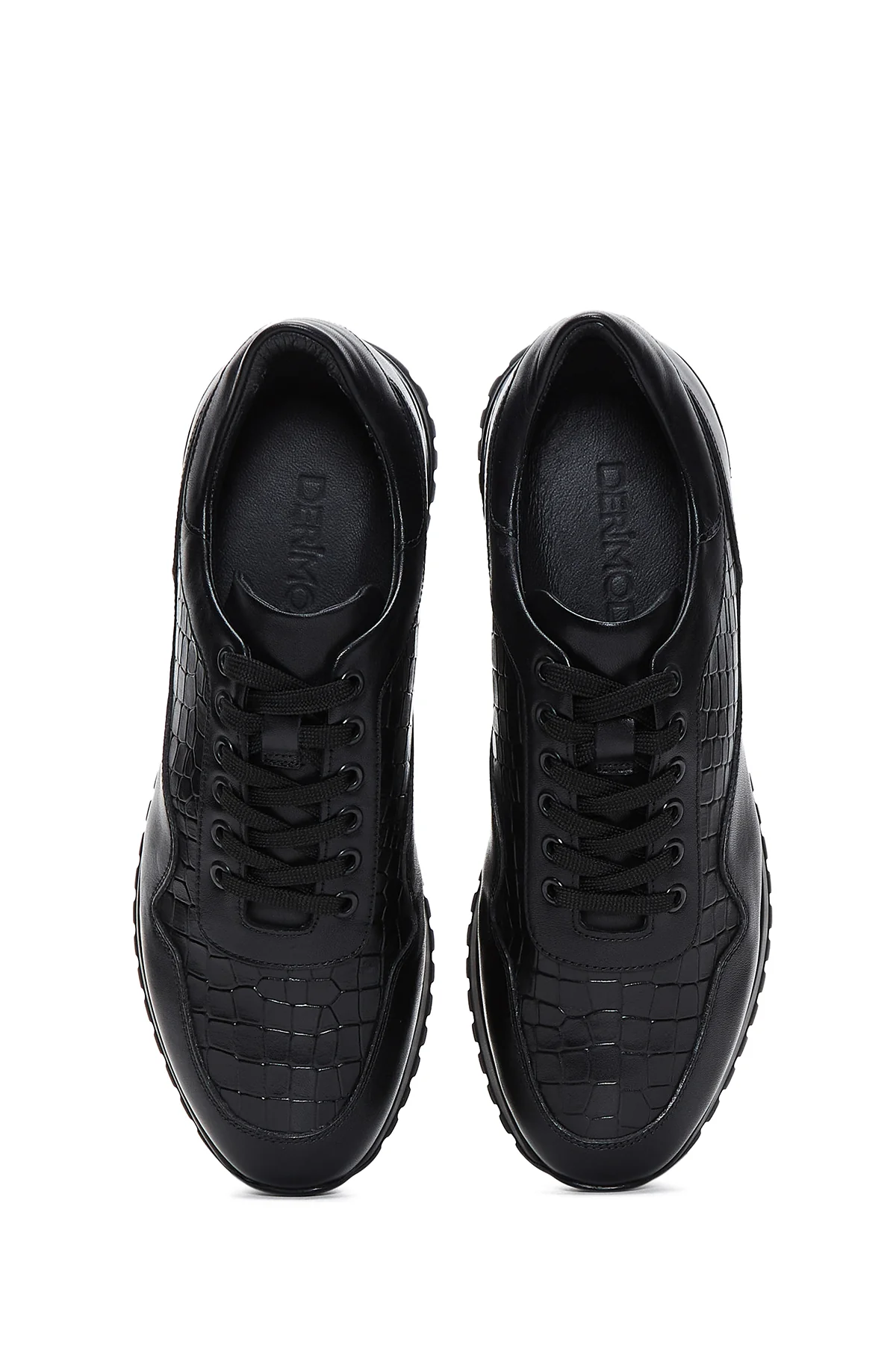 Erkek Siyah Deri Sneaker - Image 6