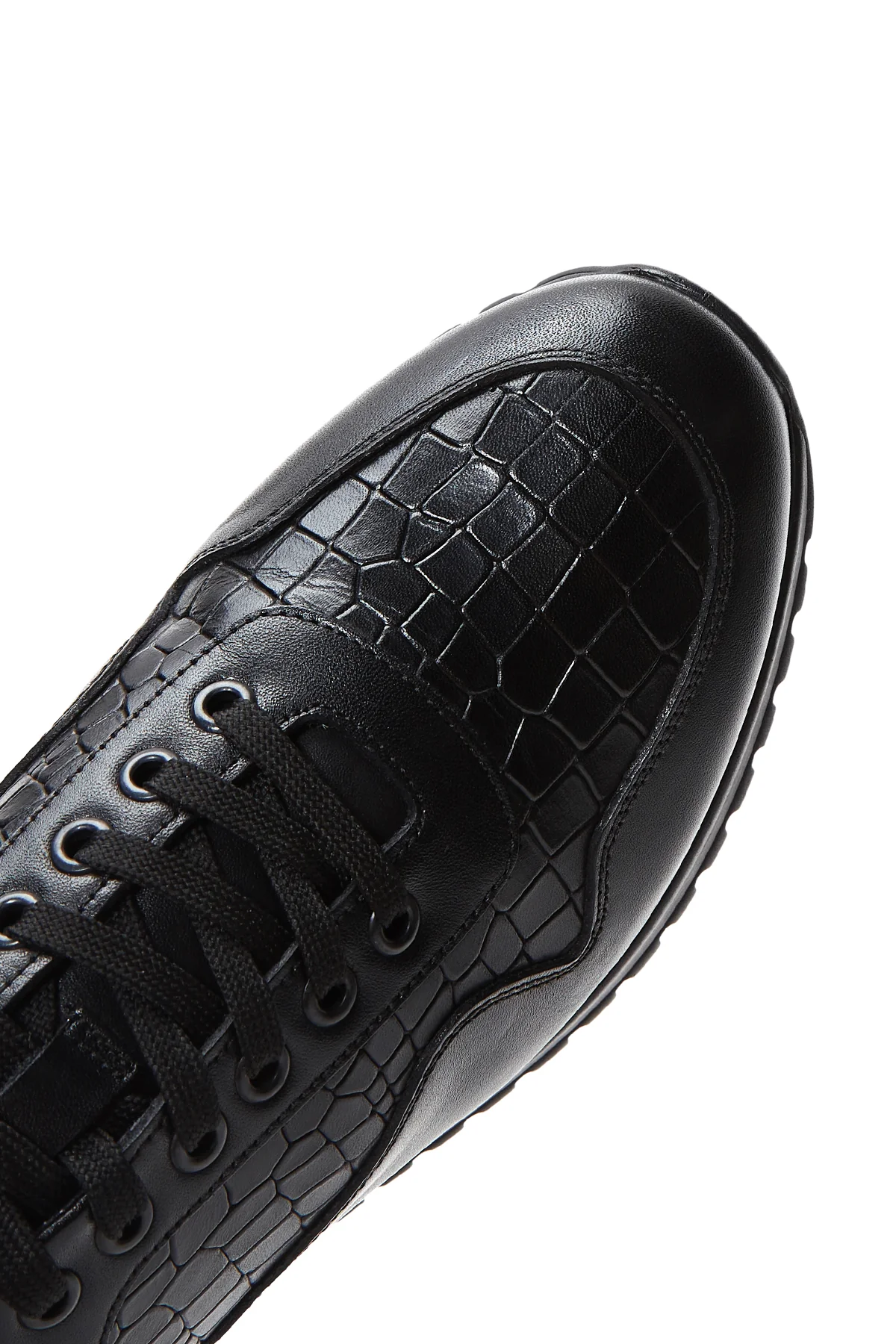 Erkek Siyah Deri Sneaker - Image 7
