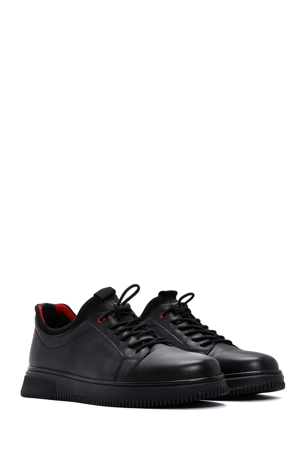 Erkek Siyah Deri Sneaker - Image 3