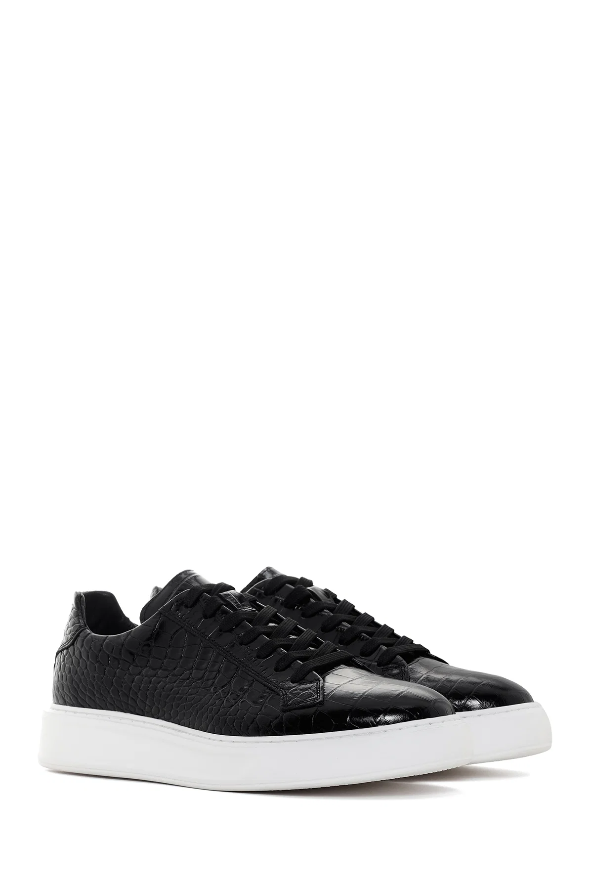 Erkek Siyah Deri Sneaker - Image 4