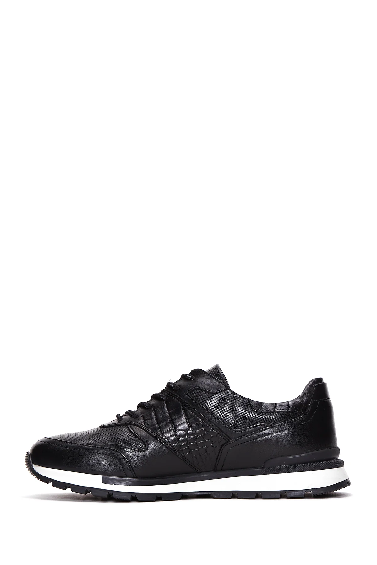 Erkek Siyah Deri Sneaker - Image 2
